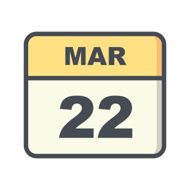 22 Mart Tarih tek bir gün takvimi