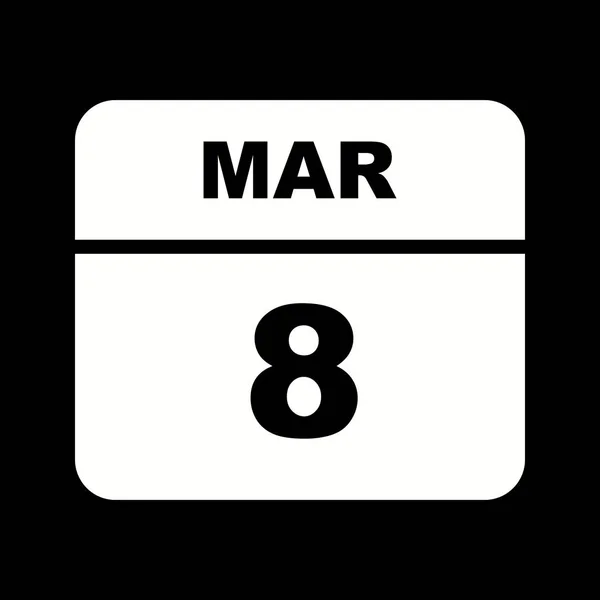 March 8th Date on a Single Day Calendar — Stock Photo, Image