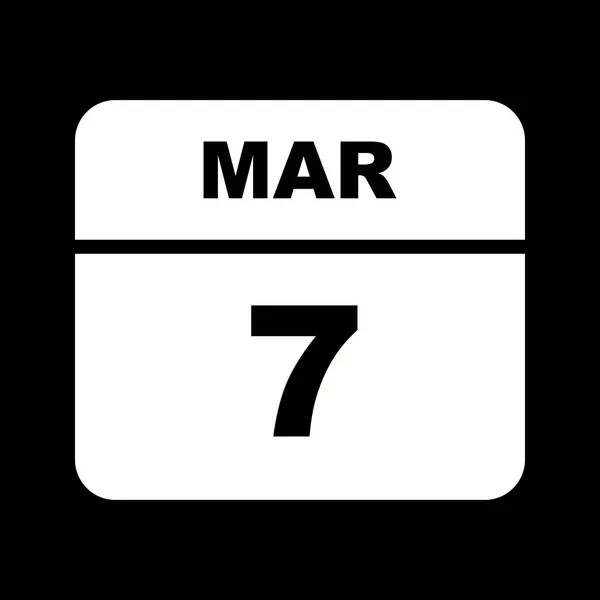 March 7th Date on a Single Day Calendar — Stock Photo, Image