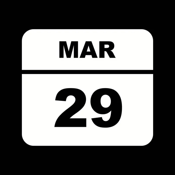 29. März Datum an einem einzigen Tag Kalender — Stockfoto