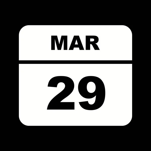 29 Marzo Data in un Calendario Unico Giorno — Foto Stock