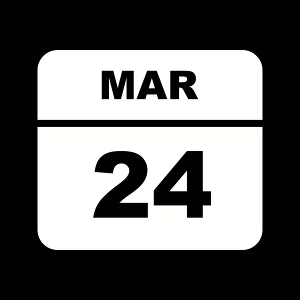 24 Marzo Data in un Calendario Unico Giorno — Foto Stock