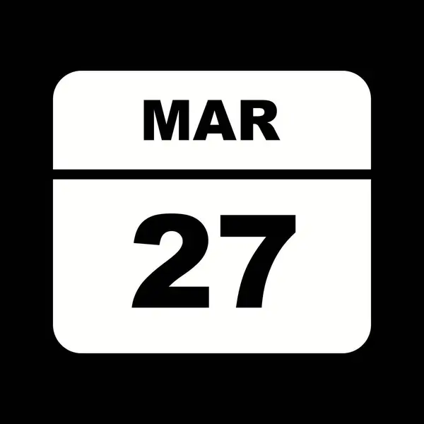 27 mars datum på en enda dag kalender — Stockfoto