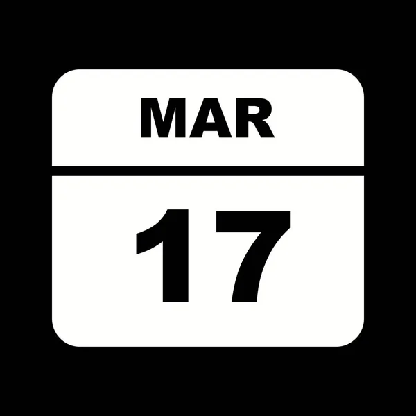 17 Marzo Data su un Calendario Unico Giorno — Foto Stock