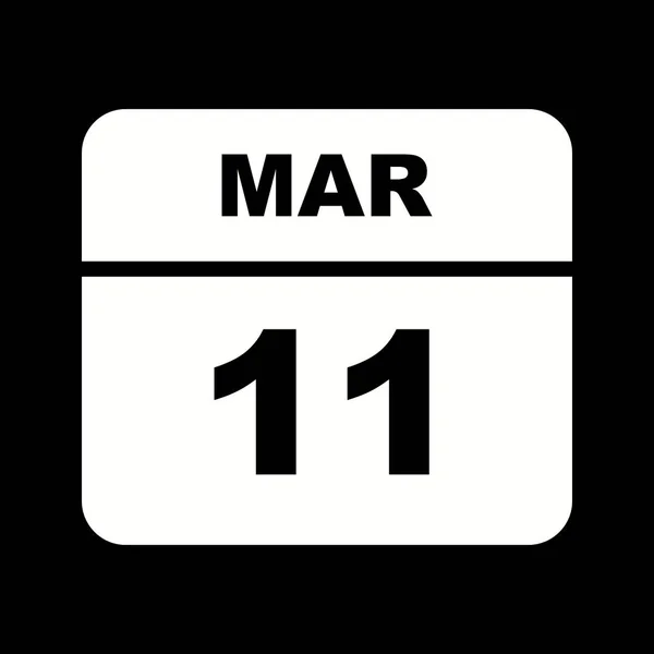 11 marca Data w kalendarzu jednodniowe — Zdjęcie stockowe