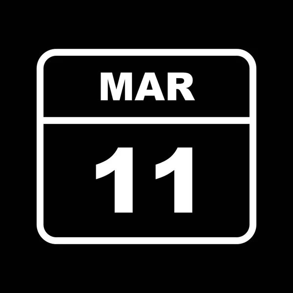 11 mars datum på en enda dag kalender — Stockfoto