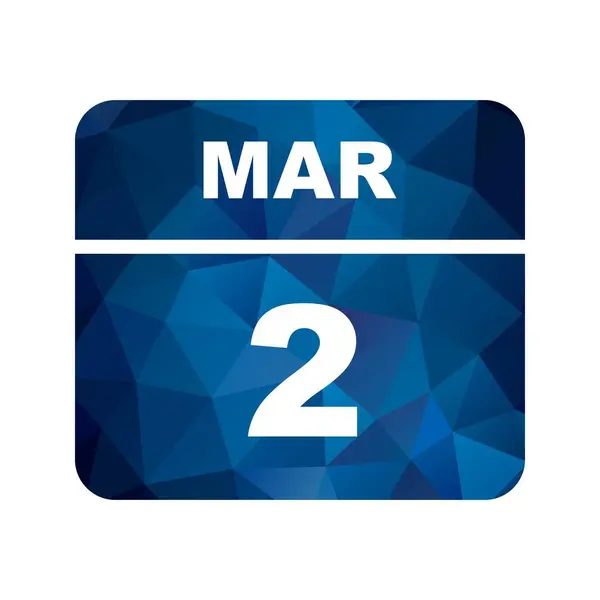2 de marzo Fecha en un calendario de un solo día — Foto de Stock