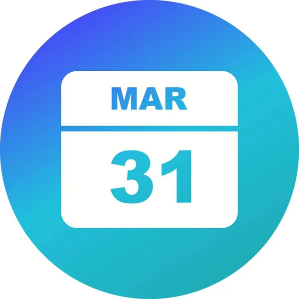 31 de marzo Fecha en un calendario de un solo día — Foto de Stock