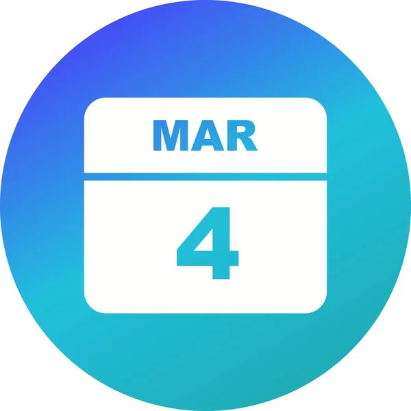 4 marca Data w kalendarzu jednodniowe — Zdjęcie stockowe