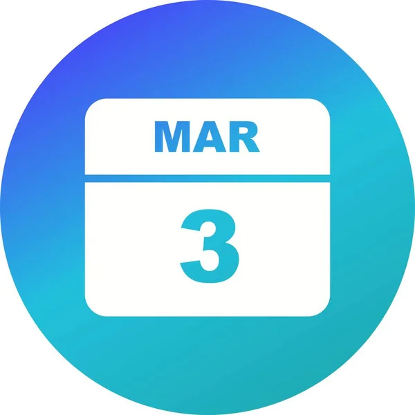 3. březen-datum v kalendáři jednoho dne — Stock fotografie