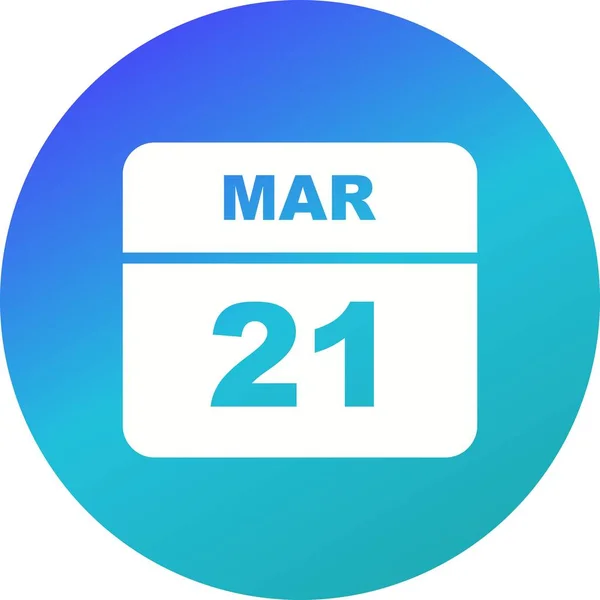 March 21st Date on a Single Day Calendar — Stock Photo, Image