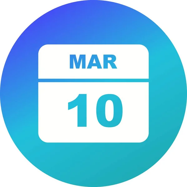 March 10th Date on a Single Day Calendar — Stock Photo, Image