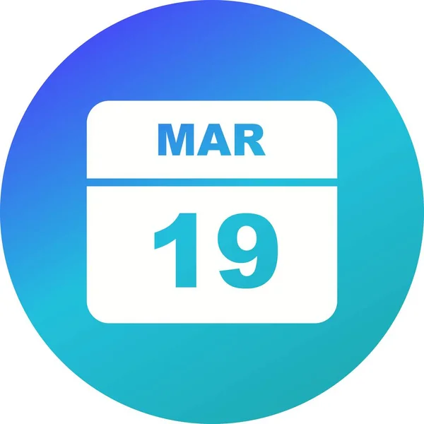 19 de março Data em um calendário único dia — Fotografia de Stock