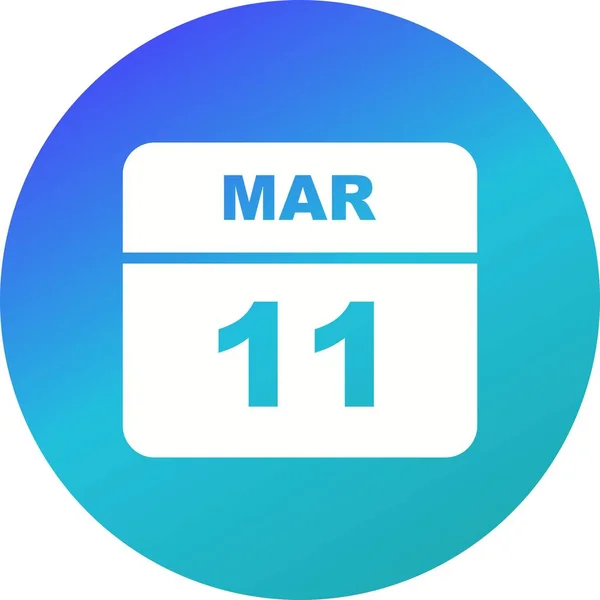 Březen 11. datum v kalendáři jednoho dne — Stock fotografie