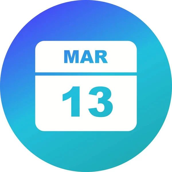 13 de marzo Fecha en un calendario de un solo día — Foto de Stock
