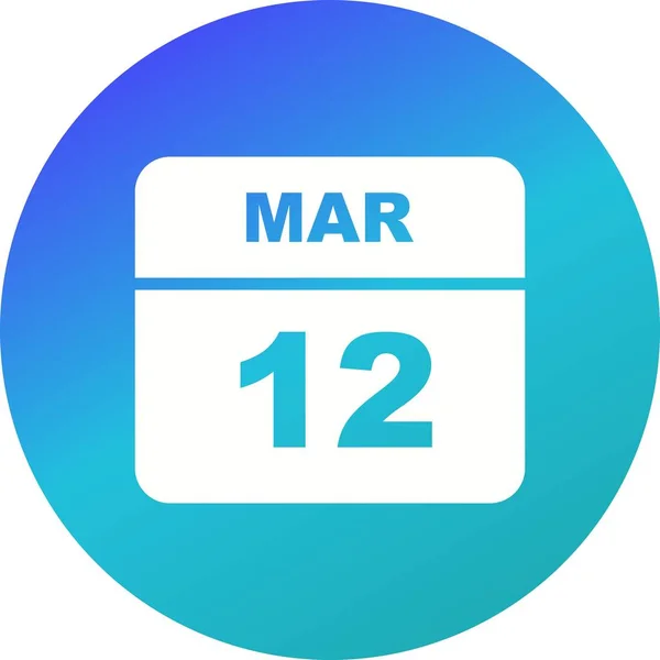 12 de março Data em um calendário único dia — Fotografia de Stock