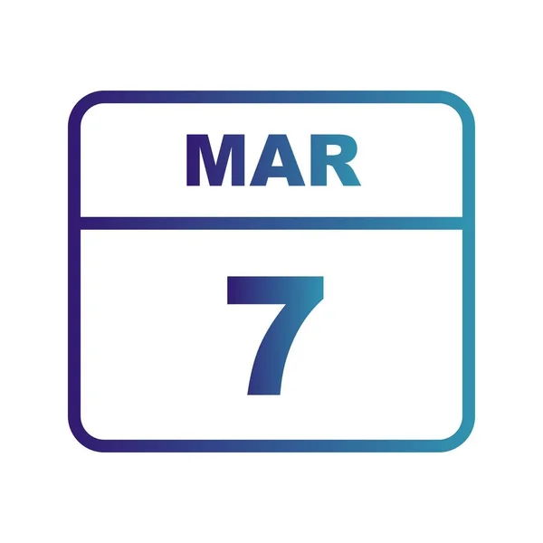 March 7th Date on a Single Day Calendar — Stock Photo, Image
