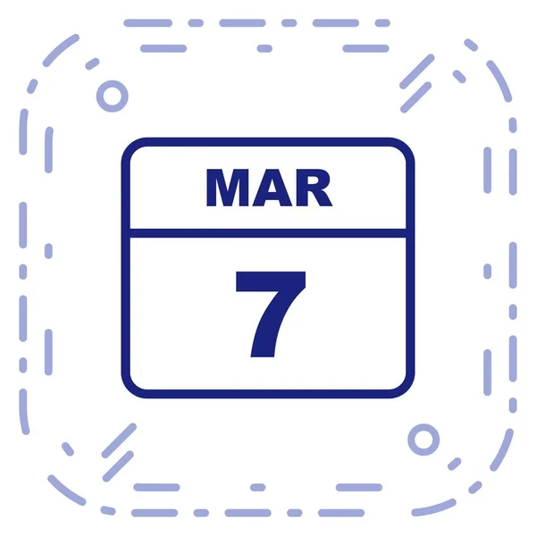 7 mars Date sur un calendrier d'un seul jour — Photo