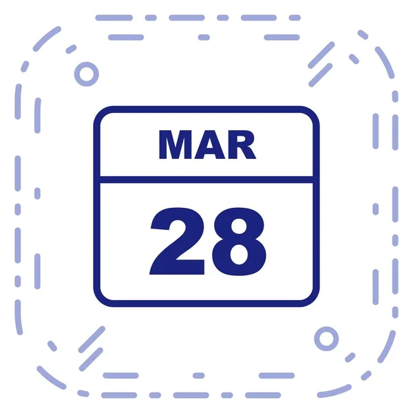 28 mars datum på en enda dag kalender — Stockfoto