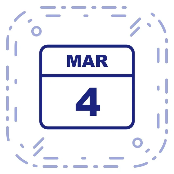 4 Marzo Data su un Calendario Unico Giorno — Foto Stock