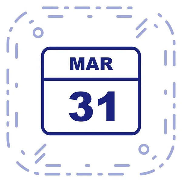 31 mars datum på en enda dag kalender — Stockfoto