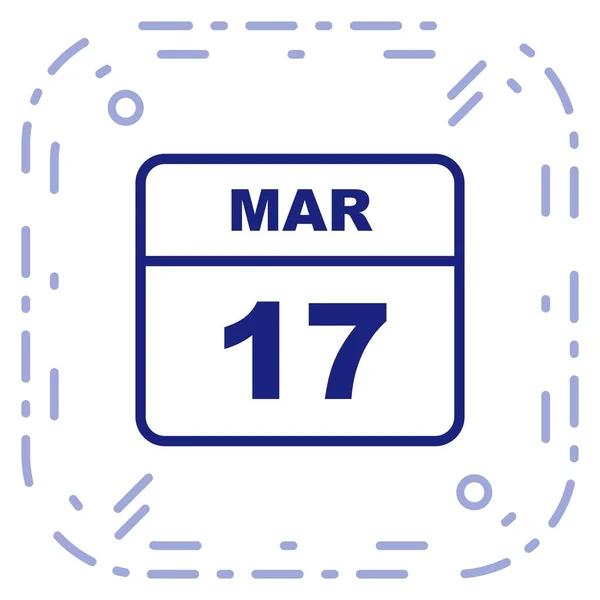 Дата 17 марта в календаре одного дня — стоковое фото