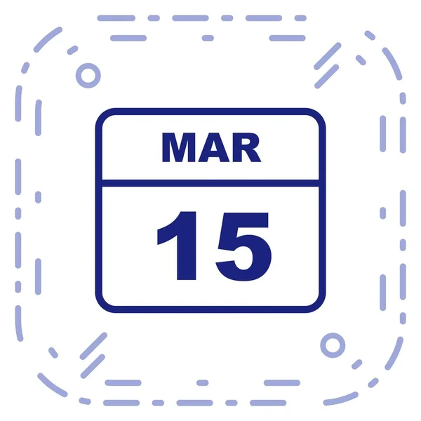 15 Marzo Data su un Calendario Unico Giorno — Foto Stock