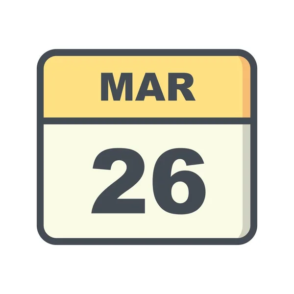 3月26日单日日历上的日期 — 图库照片