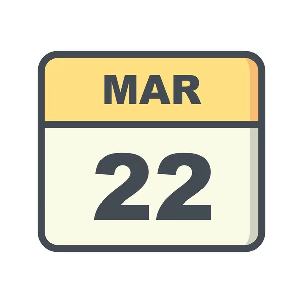 3月22日单日日历上的日期 — 图库照片