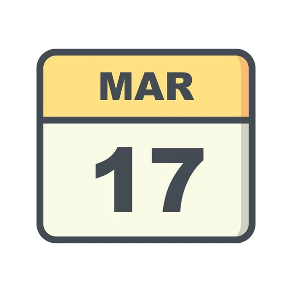 March 17th Date on a Single Day Calendar — Stock Photo, Image