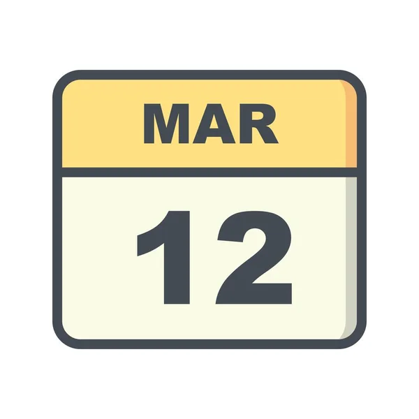 Březen 12-datum v kalendáři jednoho dne — Stock fotografie