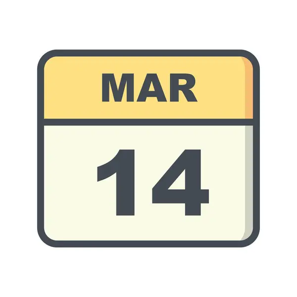 14. března datum v kalendáři jednoho dne — Stock fotografie