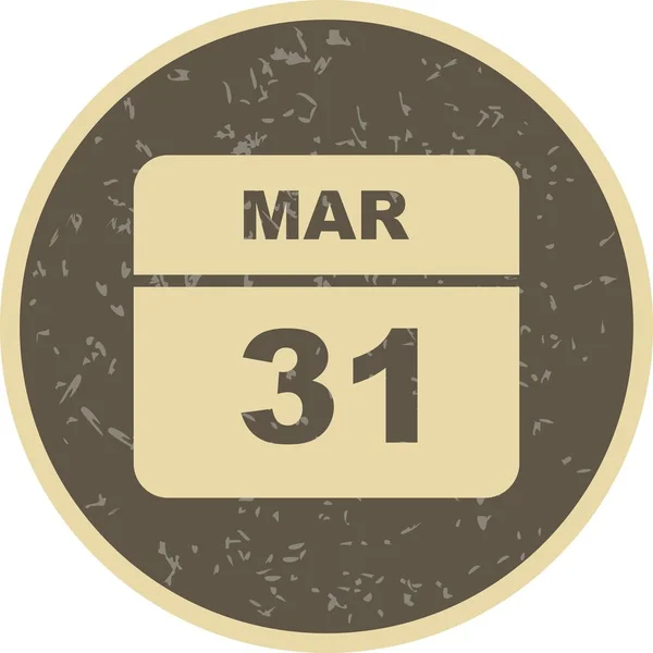 31 mars Date sur un calendrier d'un seul jour — Photo