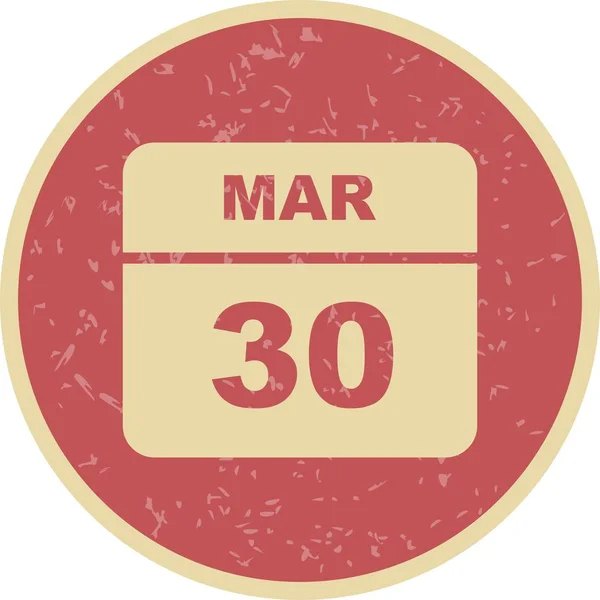 30 de marzo Fecha en un calendario de un solo día —  Fotos de Stock