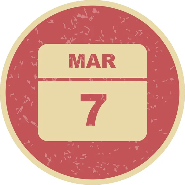 7 marca Data w kalendarzu jednodniowe — Zdjęcie stockowe