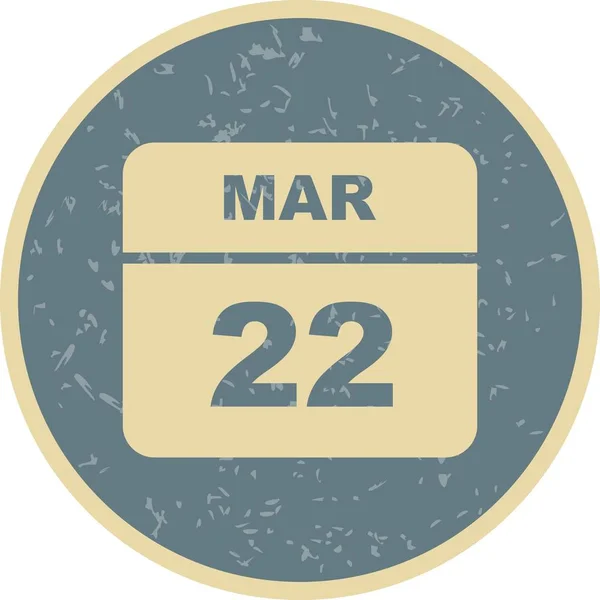 22 de marzo Fecha en un calendario de un solo día — Foto de Stock