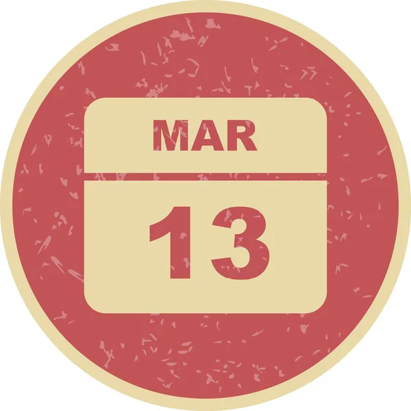 13 mars datum på en enda dag kalender — Stockfoto