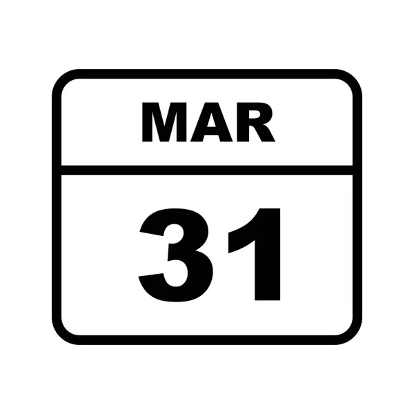 31 de marzo Fecha en un calendario de un solo día — Foto de Stock