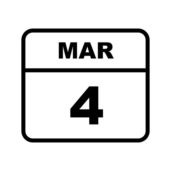 4 de marzo Fecha en un calendario de un solo día — Foto de Stock