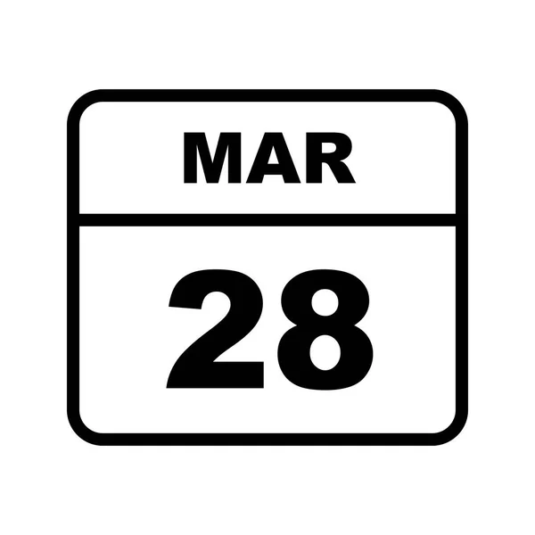 28 Marzo Data in un Calendario Unico Giorno — Foto Stock