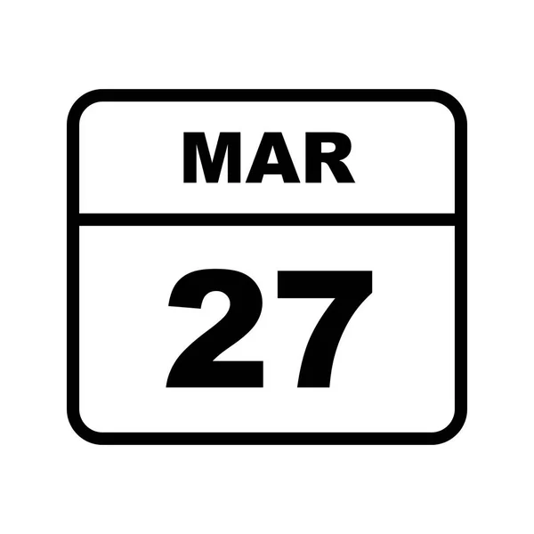 27 Marzo Data in un Calendario Unico Giorno — Foto Stock