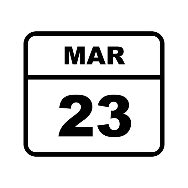 23 Marzo Data in un Calendario Unico Giorno — Foto Stock