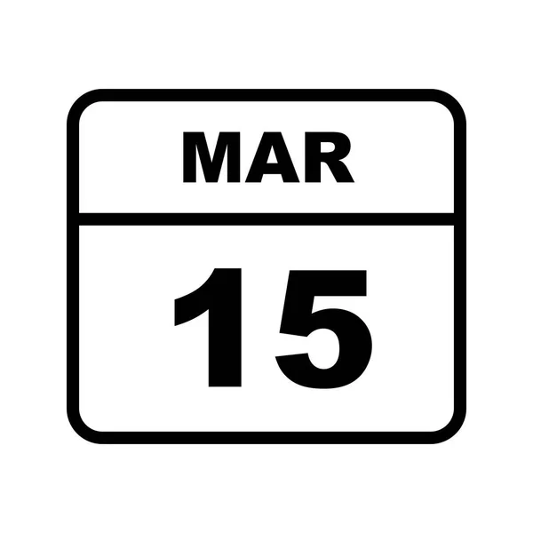 15 mars Date sur un calendrier d'un seul jour — Photo