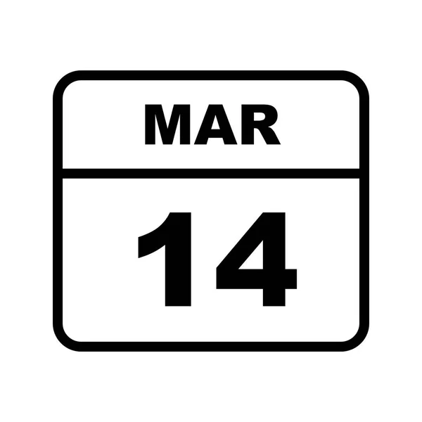 14 maart datum op een enkele dag kalender — Stockfoto