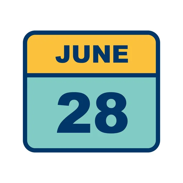 28 de junho Data em um calendário único dia — Fotografia de Stock