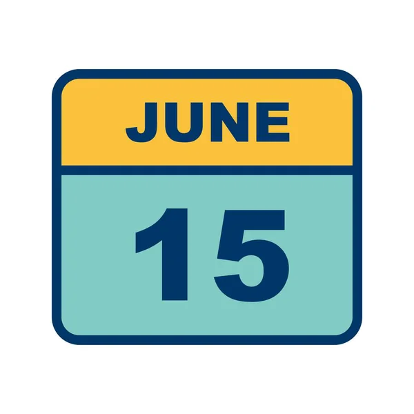 15 de junho Data em um calendário único dia — Fotografia de Stock