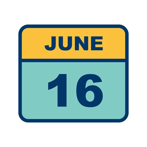 Június 16. dátum egy egynapos naptárban — Stock Fotó