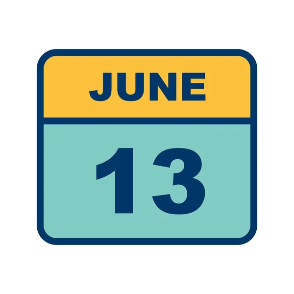 13 червня дата одноденного календаря — стокове фото