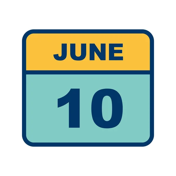 10 de junho Data em um calendário único dia — Fotografia de Stock