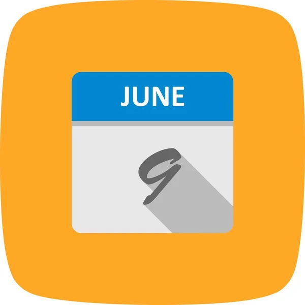 9. Juni Datum an einem einzigen Tag Kalender — Stockfoto